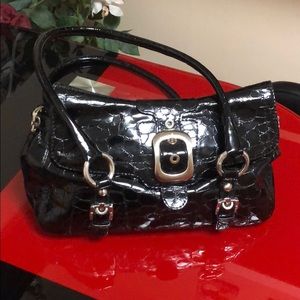 Stuart Weitzman black crocodile handbag purse